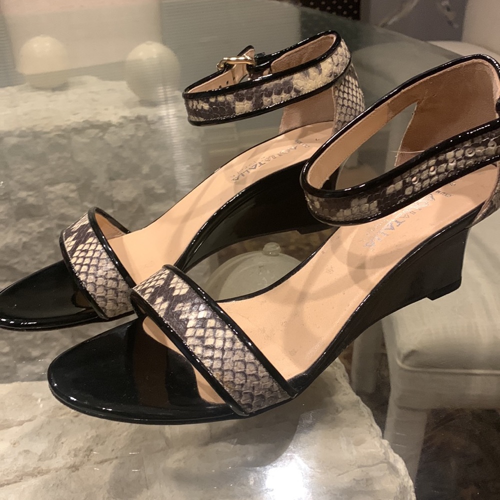 AQUATALIA snake patent leather wedges